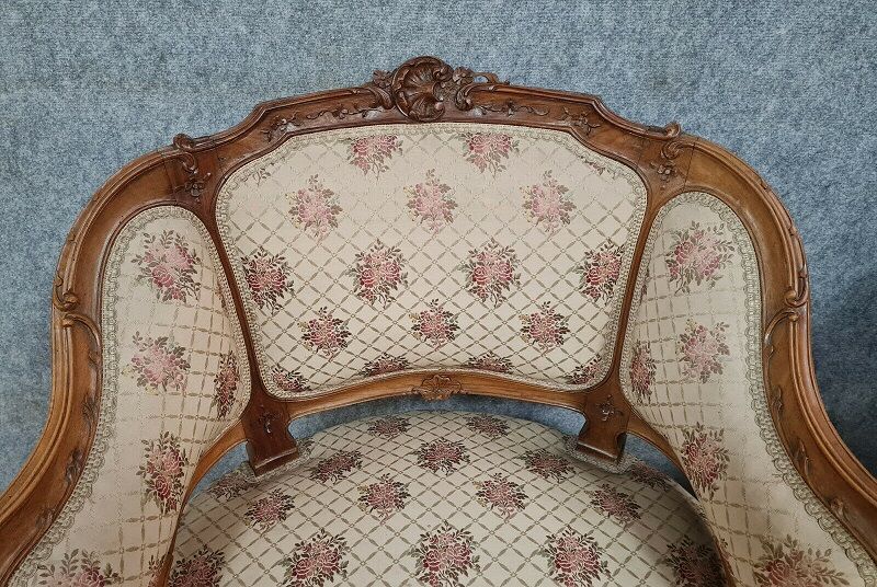 Pair of chairs cabriolets Louis XV rockery walnut rockery