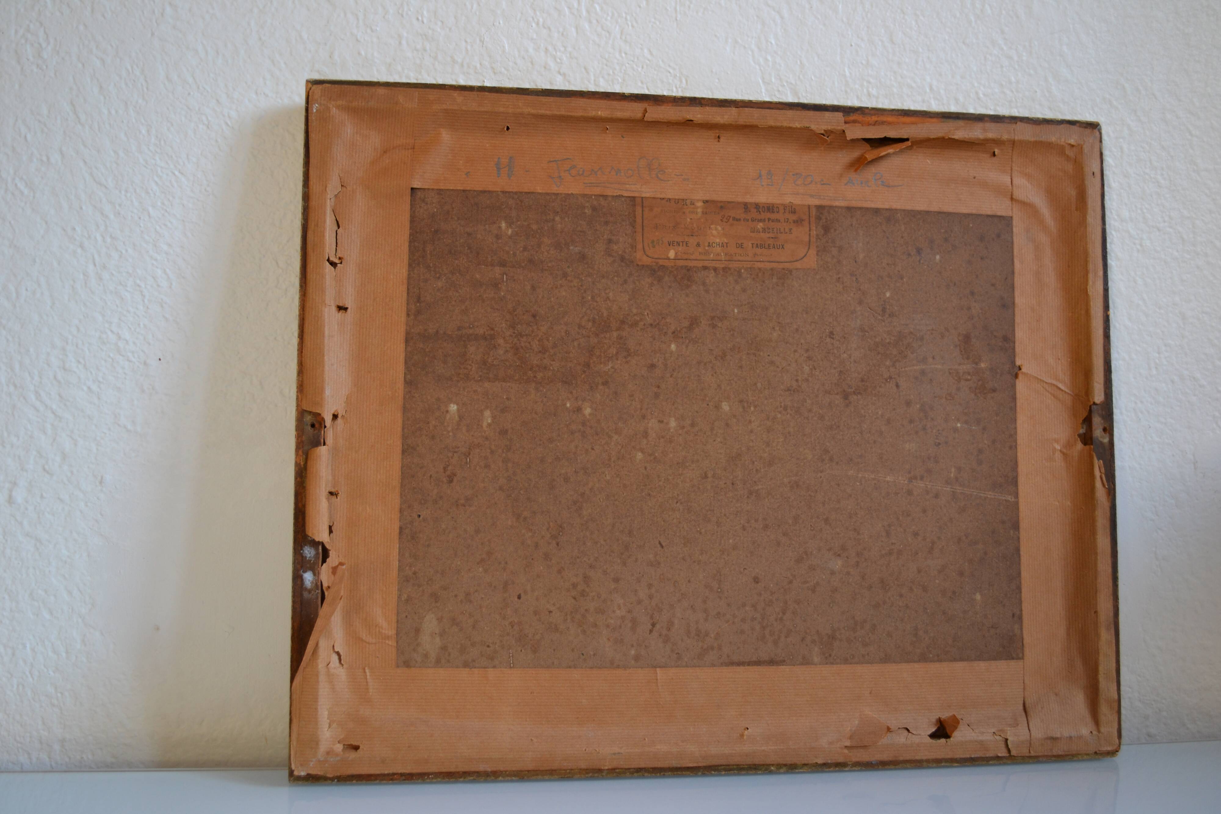 Old watercolor painting of seaside landscape signed H. Jeannolle 19th century