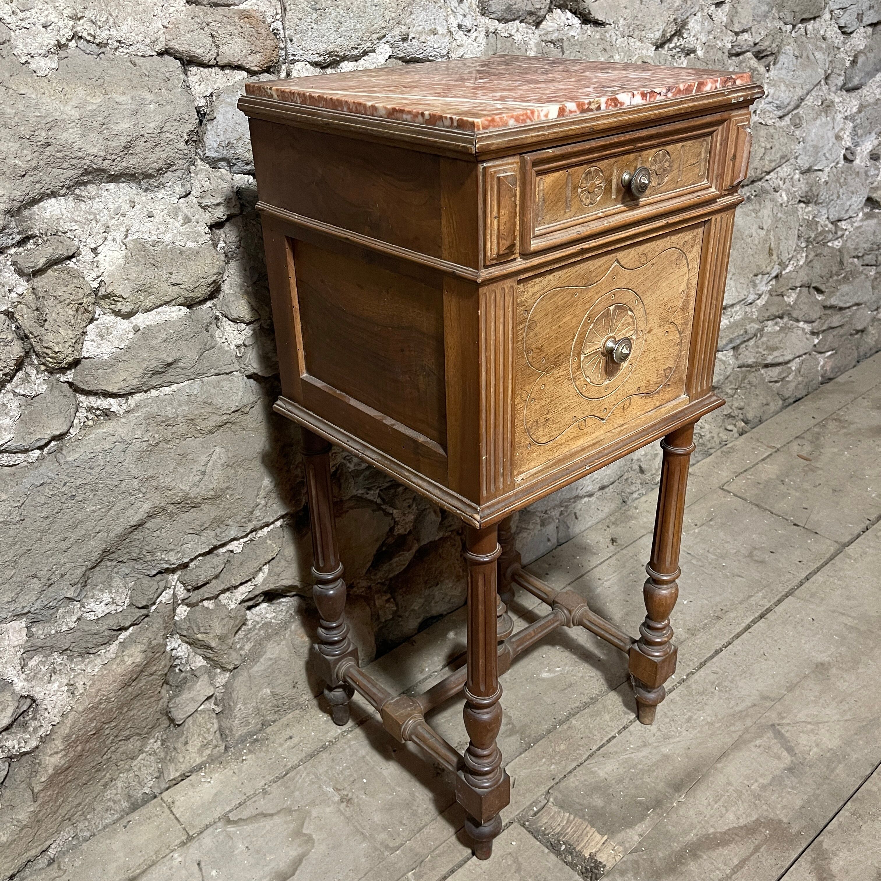 Marble top bedside table