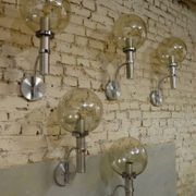 chrome & smoked glass wall light, 1970