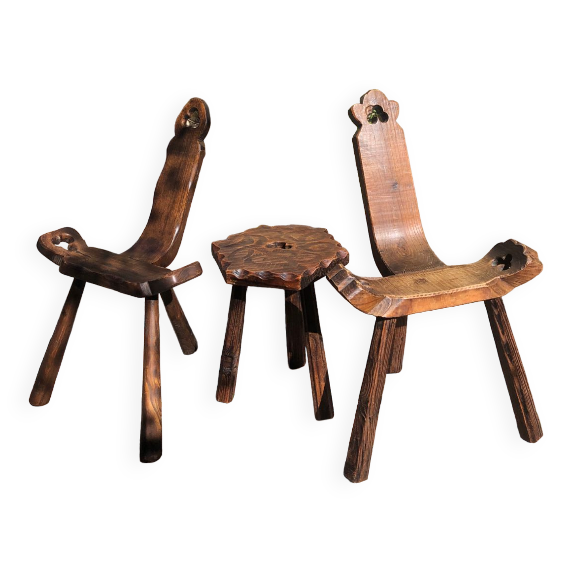 Brutalist chairs and stool