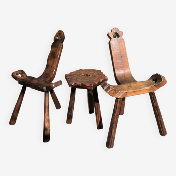 Chaises et tabouret brutaliste