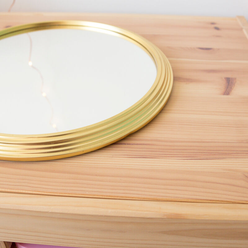 Gold art deco mirror tray 30 cm diameter