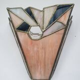 Pair of art-deco stained glass mosaic wall lights