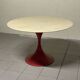 Table à manger en forme de sablier avec base en métal et plateau en marbre, 1960-70