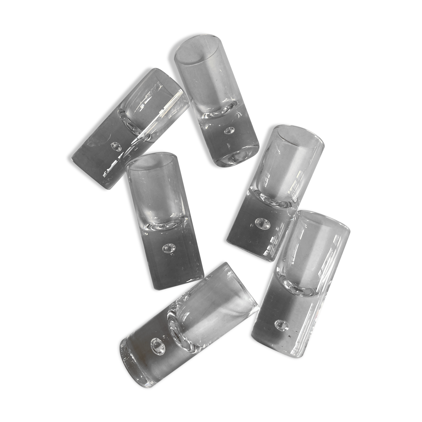 Set of 6 glasses shots Scandinavian bubble blown