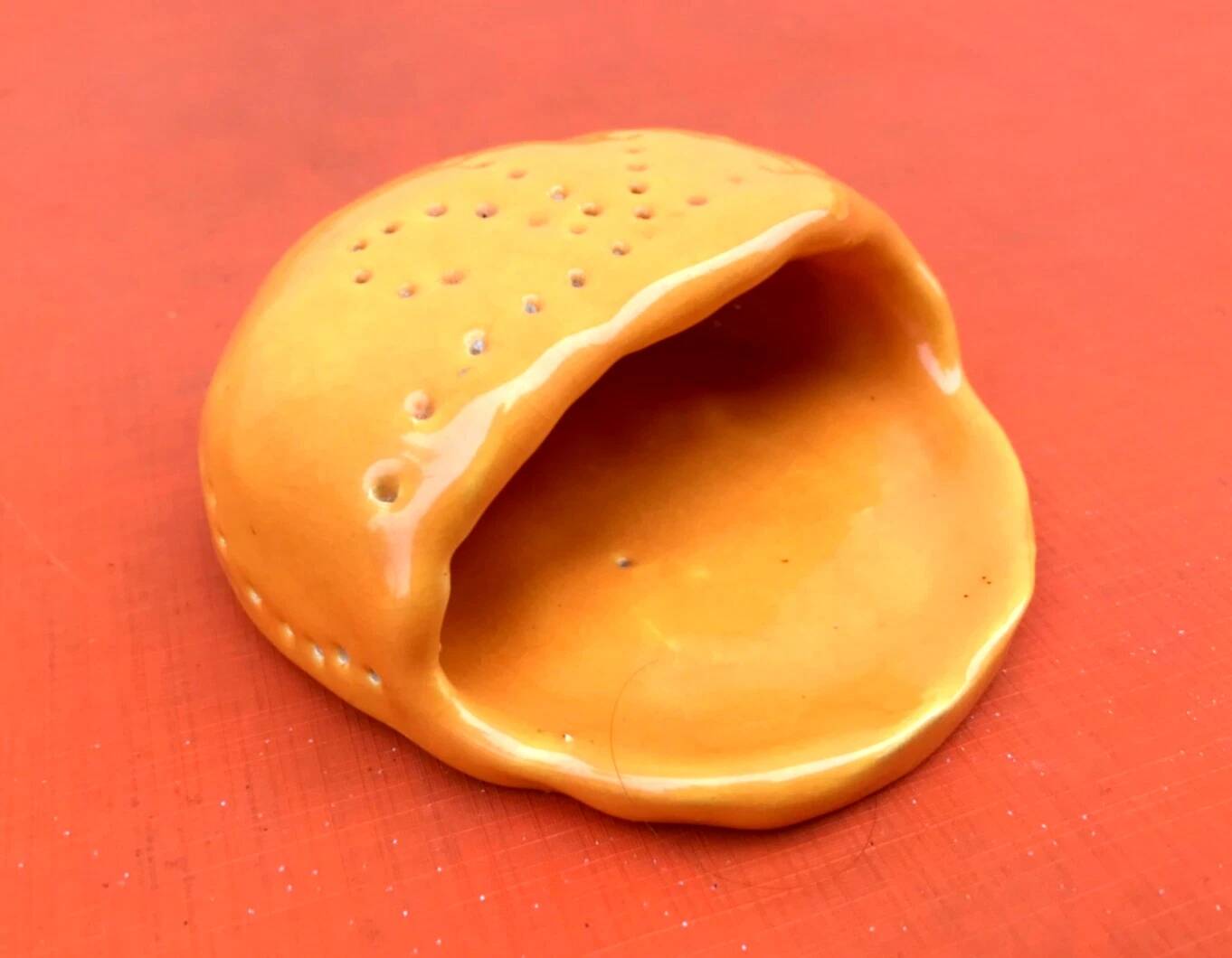 Salt dish yellow glazed ceramic