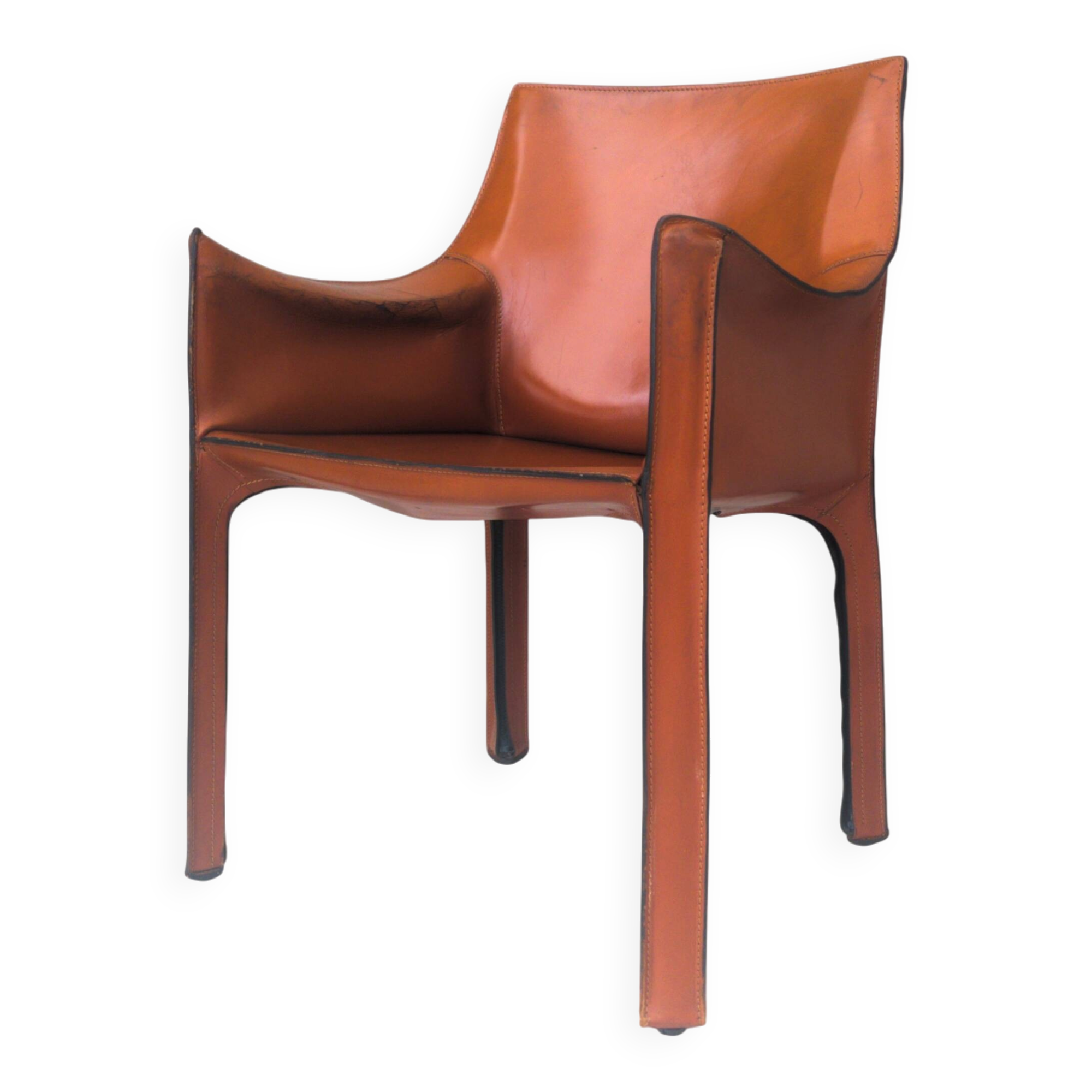 CAB 413 Chair in Cognac Leather by Mario Bellini for Cassina, Italy, 1970s