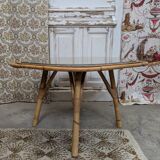 Table basse rotin et verre