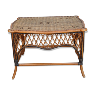 Rattan coffee table - wicker 50's