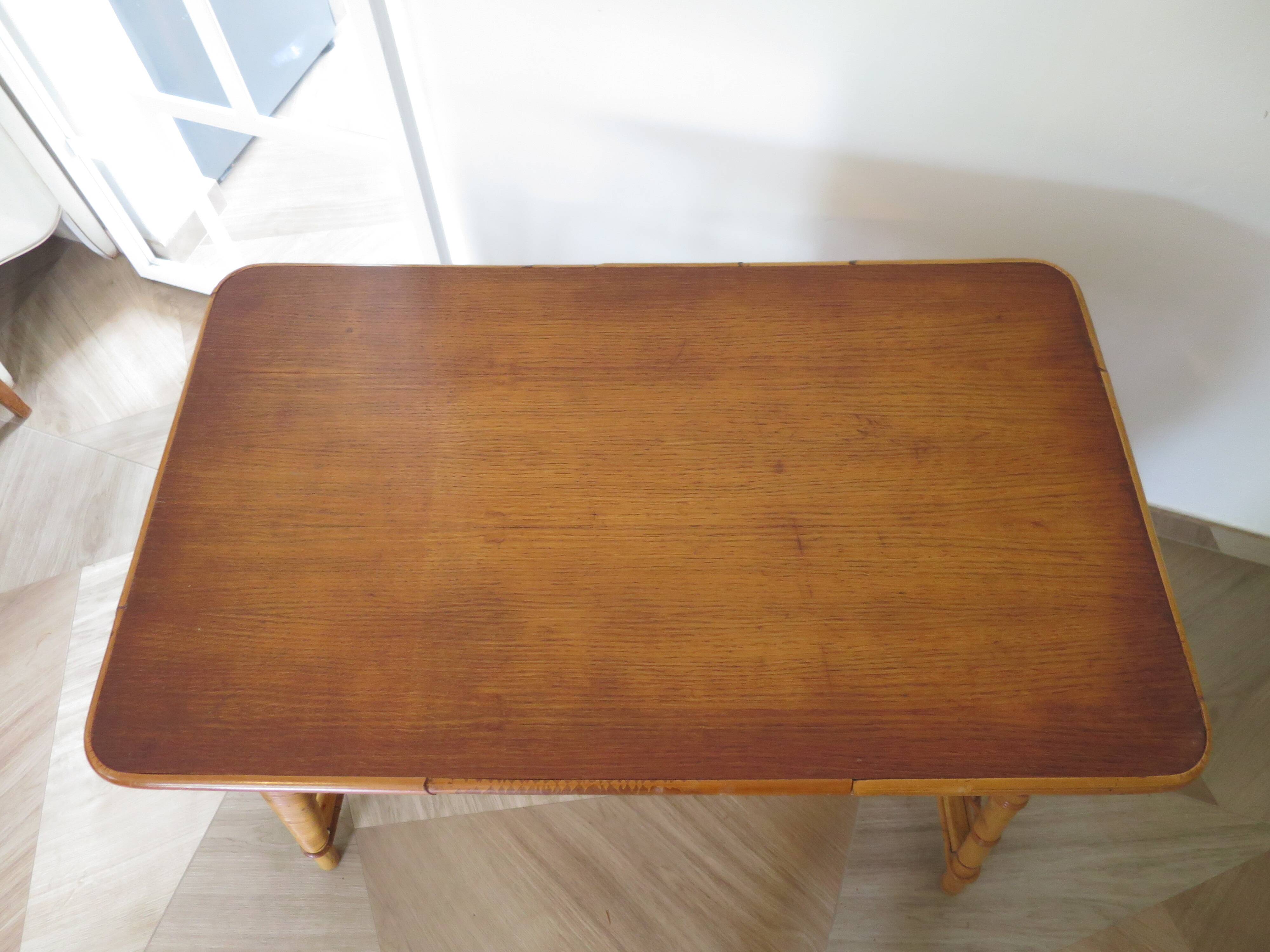 Vintage design - beautiful retro desk in bamboo wood and rattan - 2 drawers - 60s