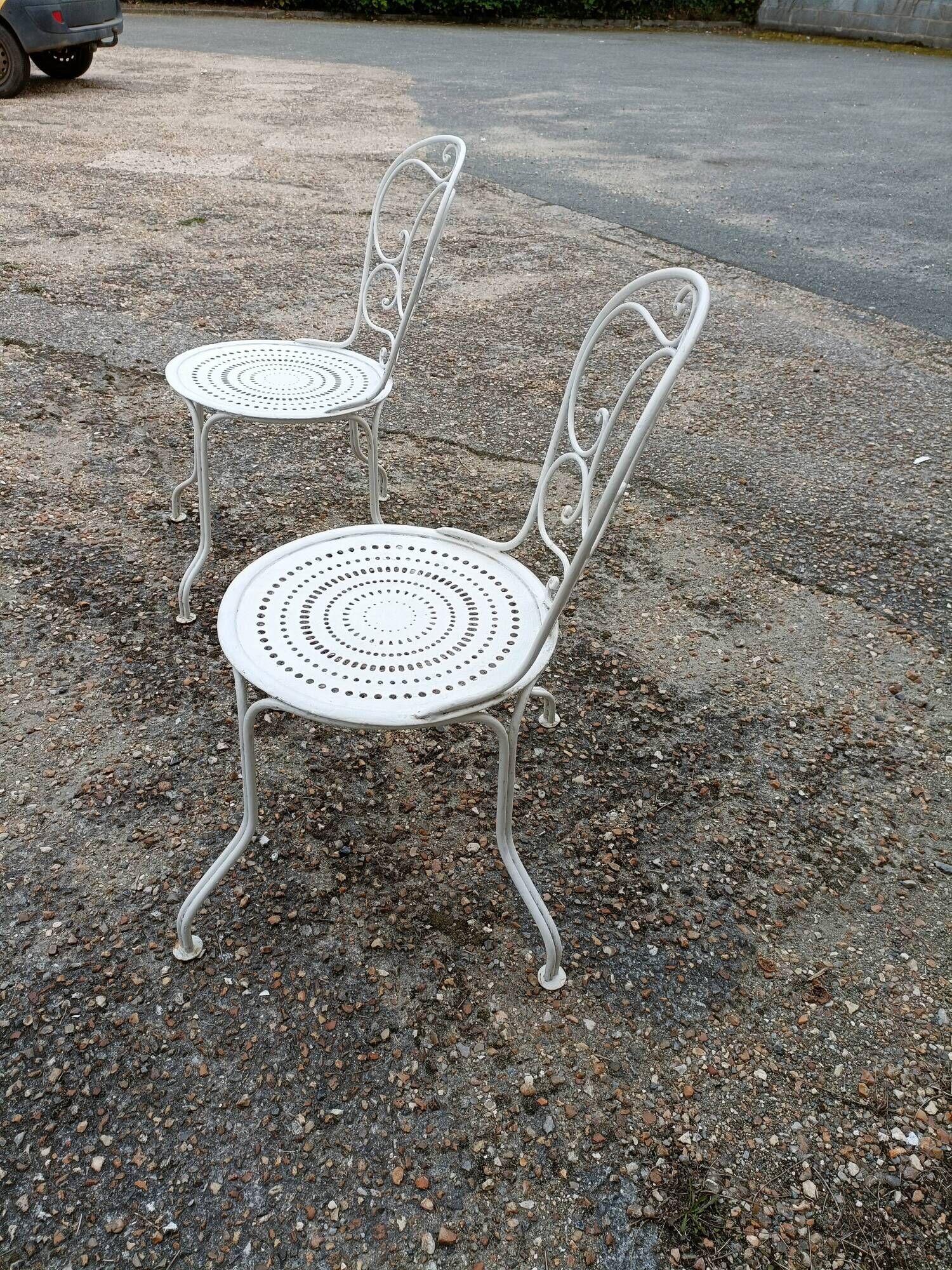 Garden furniture 4 places wrought iron old vintage xxeme