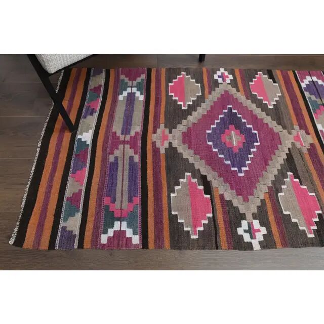 1970s Vintage Turkish Oushak Handmade Wool Cotton Pink Runner Rug 76x375