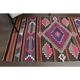 1970s Vintage Turkish Oushak Handmade Wool Cotton Pink Runner Rug 76x375
