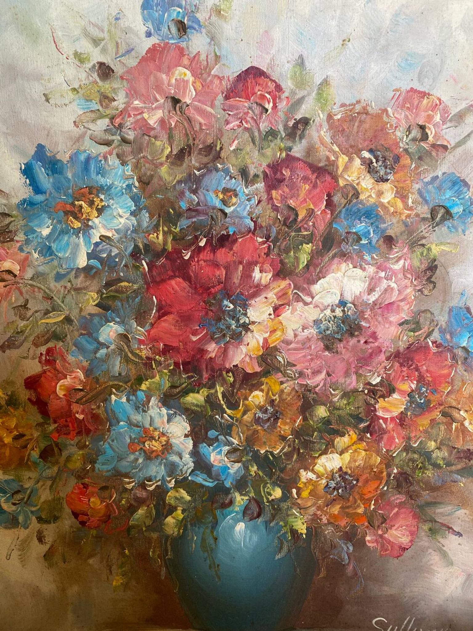 Tableau huile sur toile bouquet