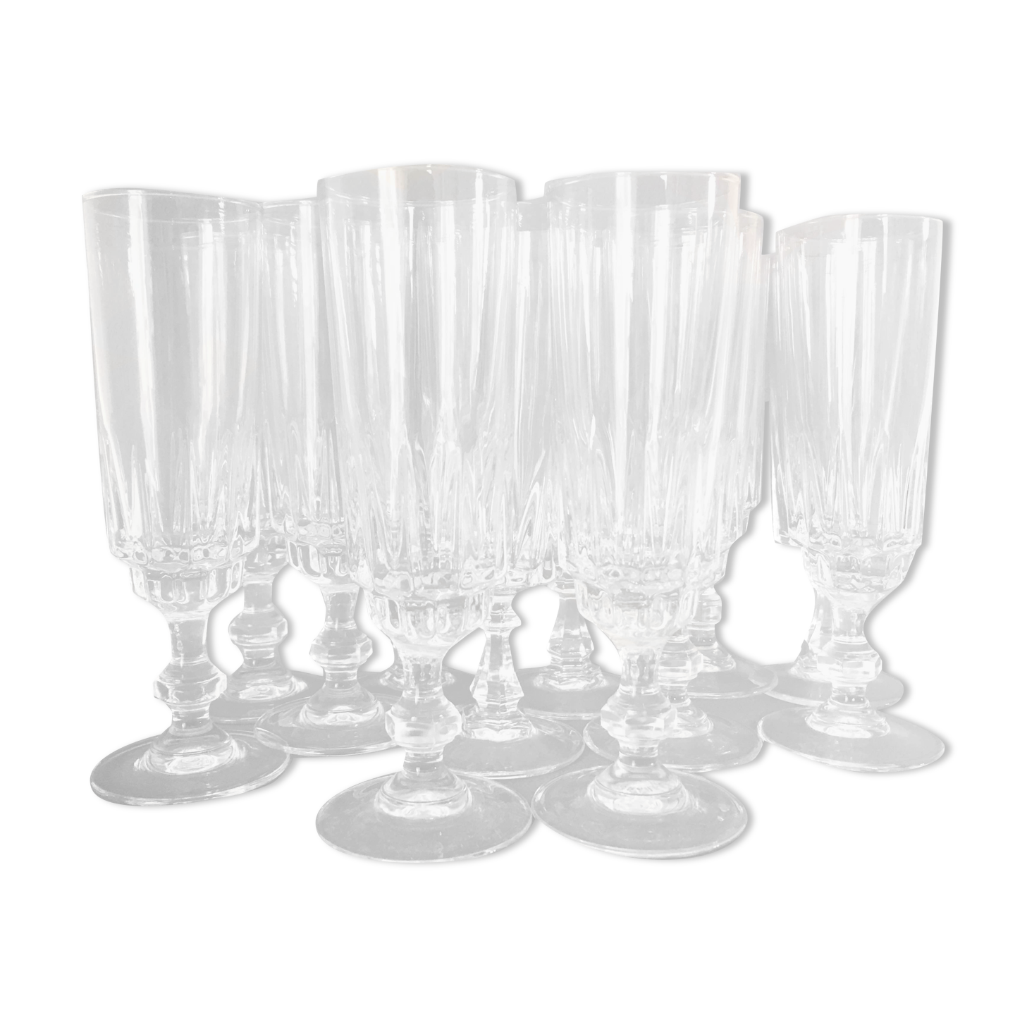 Set 12 flutes with crystalline cut champagne