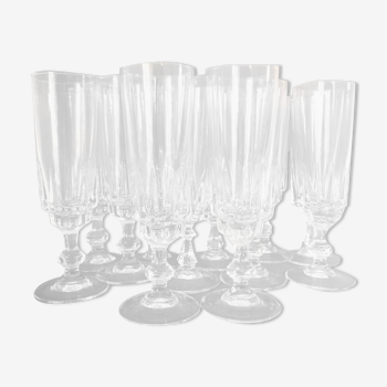 Set 12 flutes with crystalline cut champagne