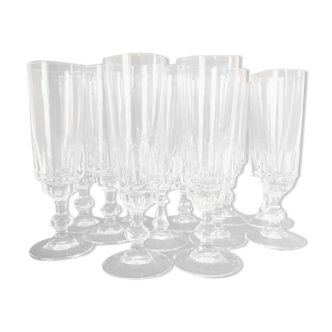 Set 12 flutes with crystalline cut champagne