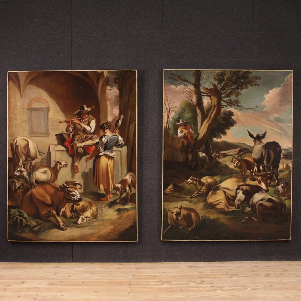 18th century Italian painting, pastoral genre scene