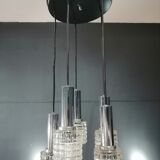 Glass and chrome chandelier by Massive Belgium