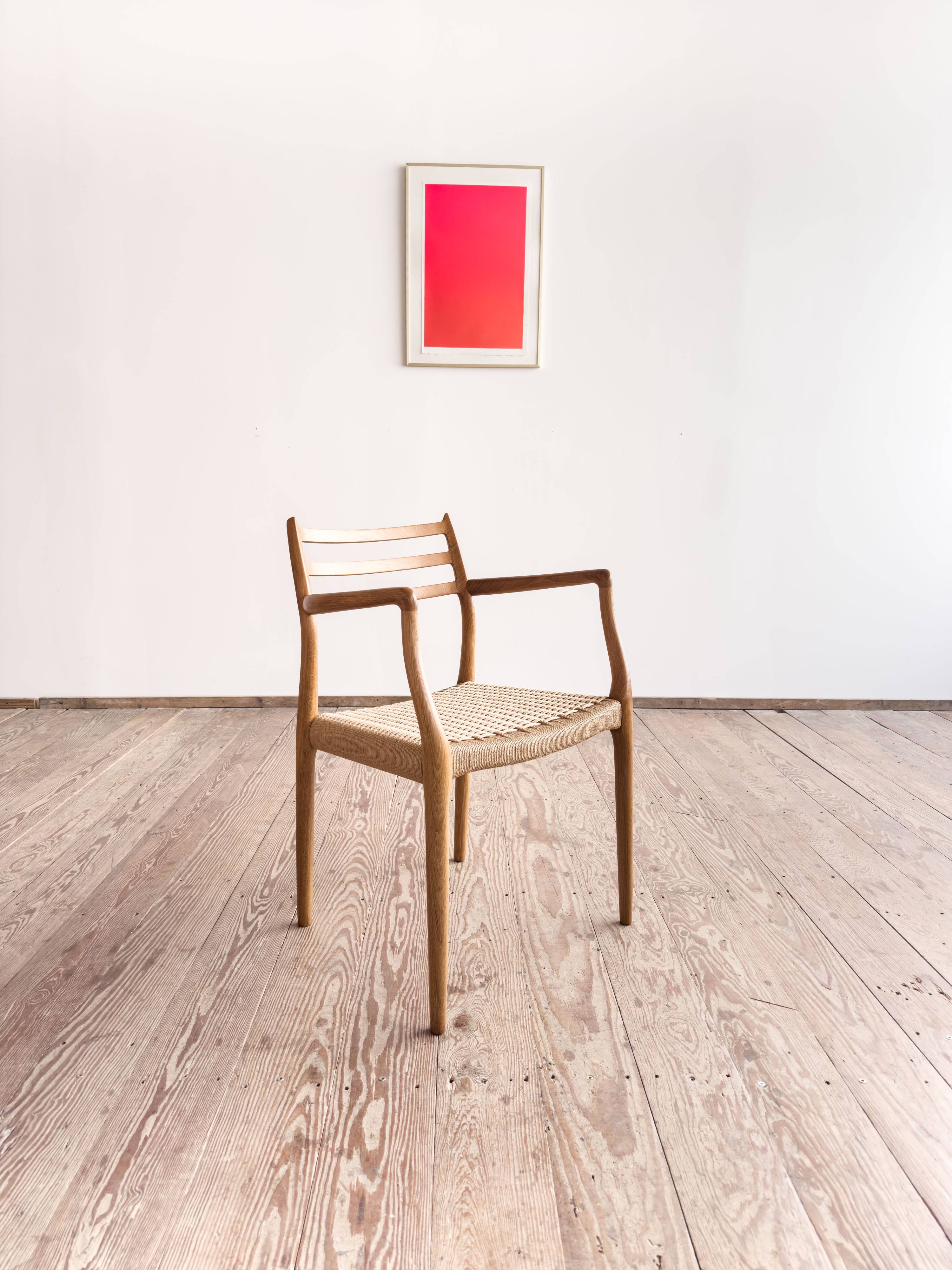 Fauteuil rare modèle 62 par Niels O. Møller en chêne, Danemark
