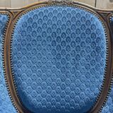Louis XVI style blue velvet wingback armchair