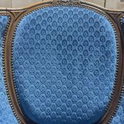 Bergère à oreilles de style Louis XVI velours bleu