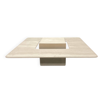 Travertine coffee table by Claude Berraldacci. 1990s. France.