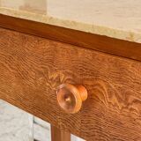 Vintage wood and marble console desk