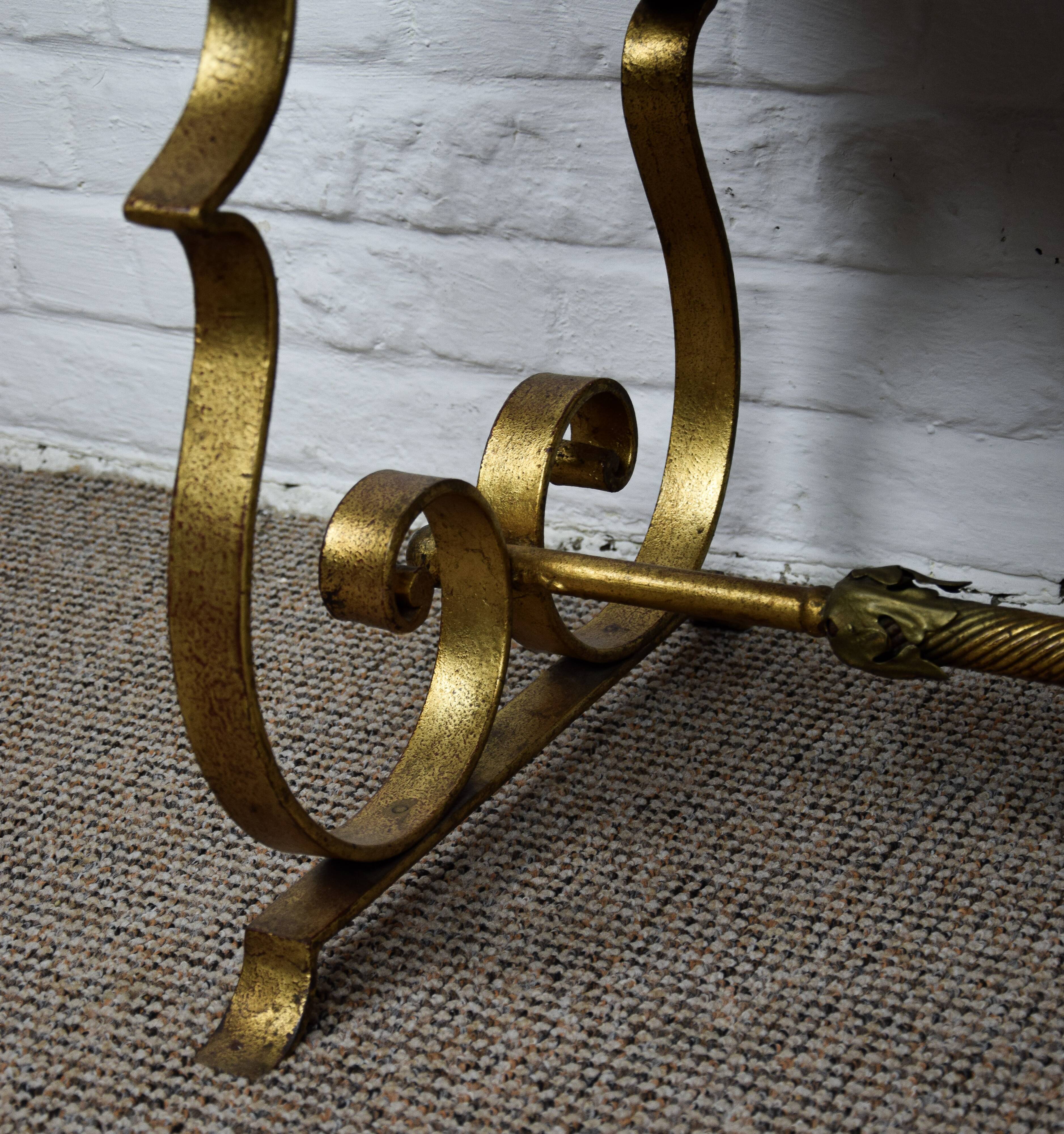 Golden wrought iron coffee table
