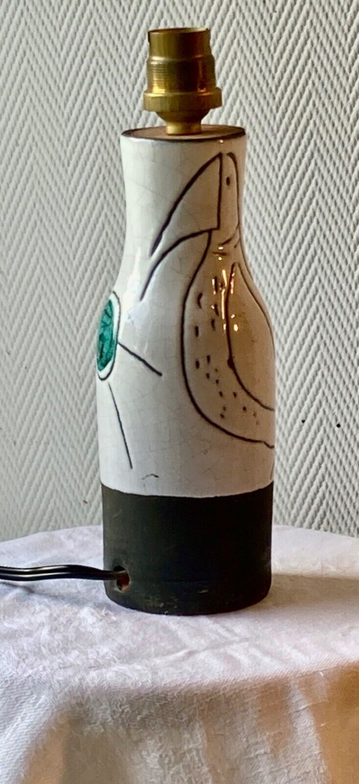 Polychrome enamelled ceramic lamp base with abstract decoration signed Jacques Innocenti