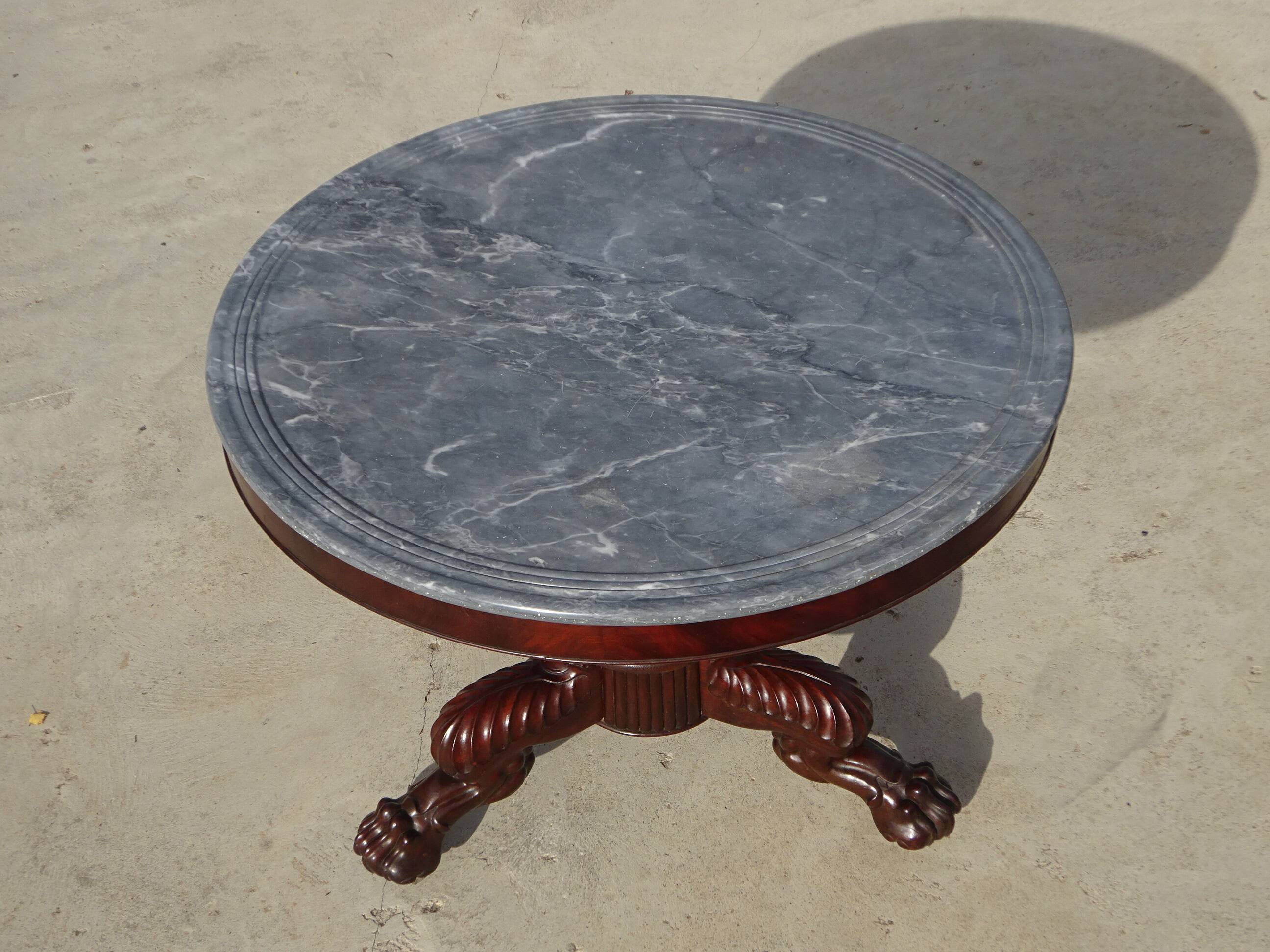Empire guéridon, rotating marble top