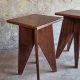 Paire tabourets  bois massif