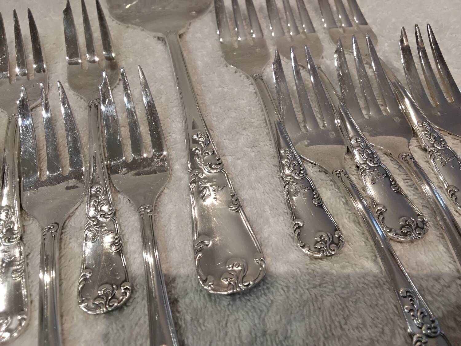 Frionnet rocaille silver metal cake forks 12 cake forks