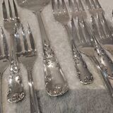 Frionnet rocaille silver metal cake forks 12 cake forks