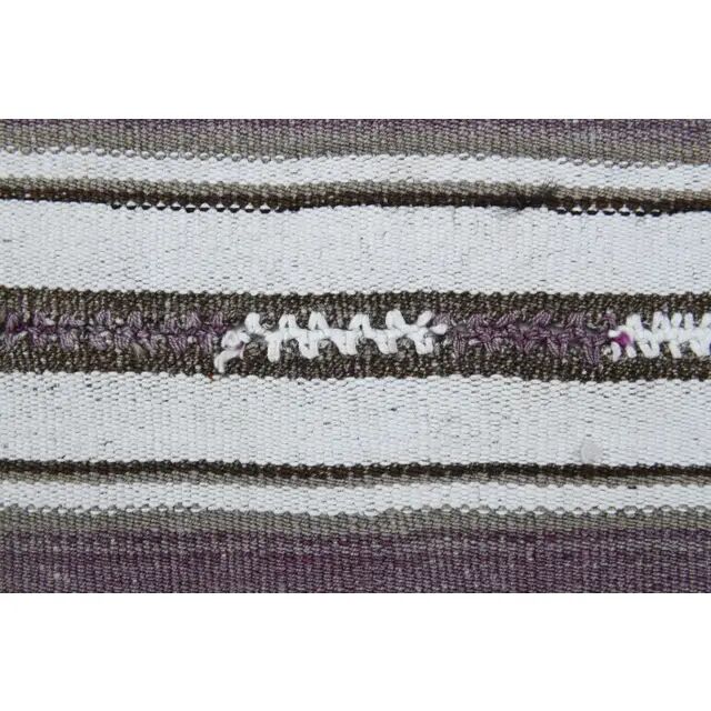 1970s Vintage Turkish Oushak Handmade Wool Cotton Purple Runner Rug 155x186