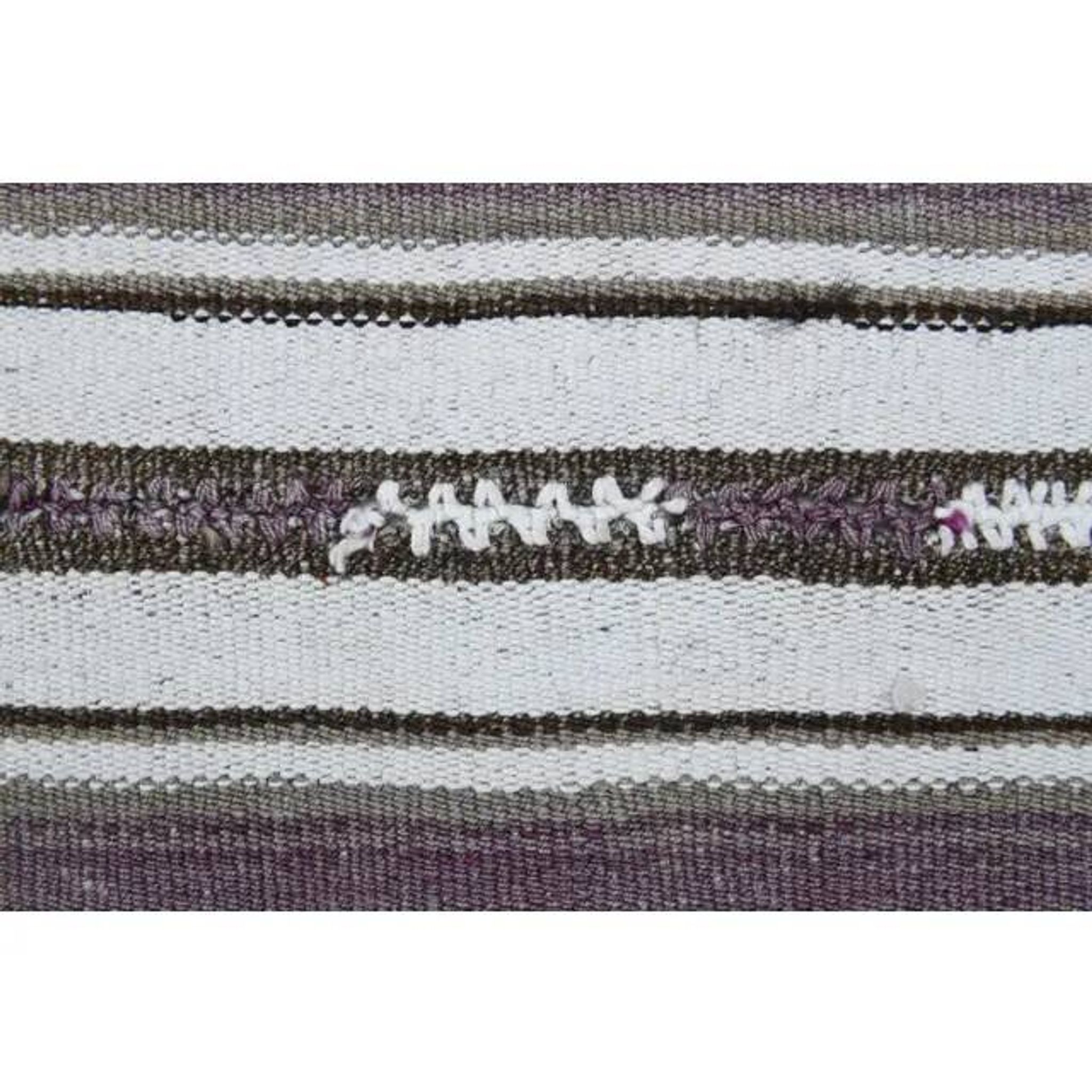 1970s Vintage Turkish Oushak Handmade Wool Cotton Purple Runner Rug 155x186