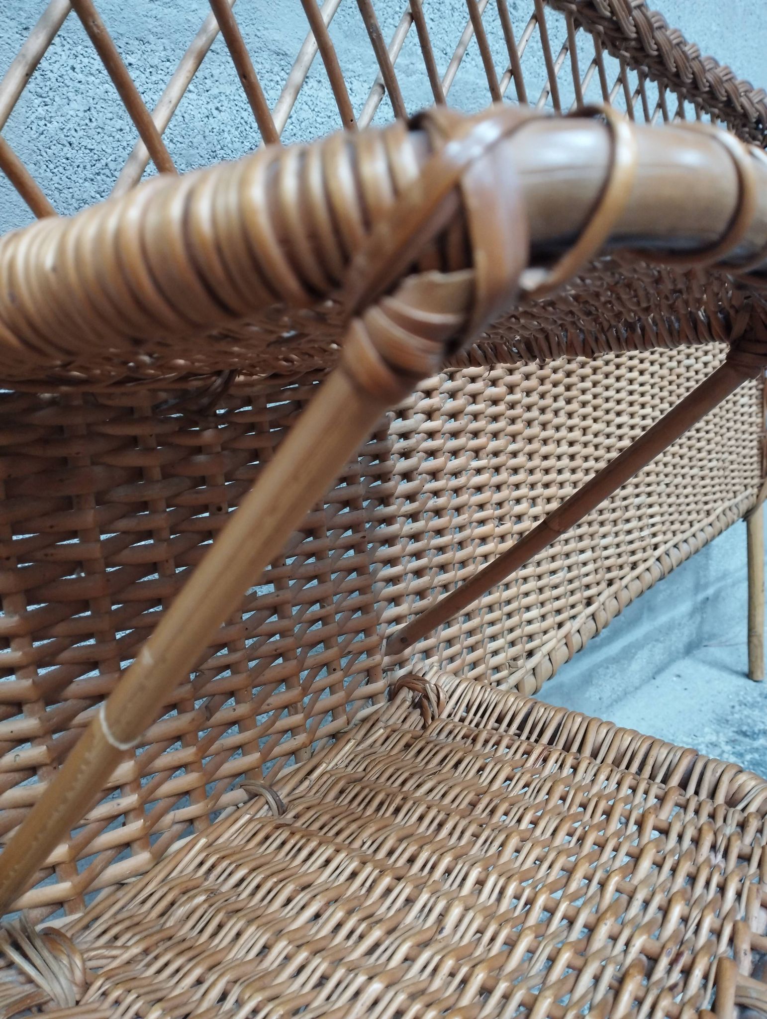 Vintage 50s rattan headboard