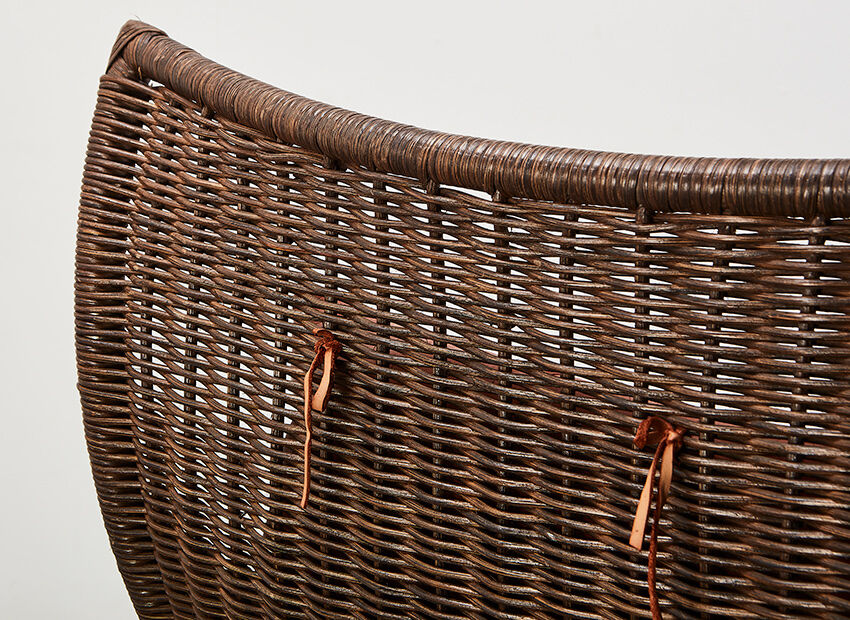 Gerard van den Berg Lounge Chair in Rattan and Leather for Montis 1970s