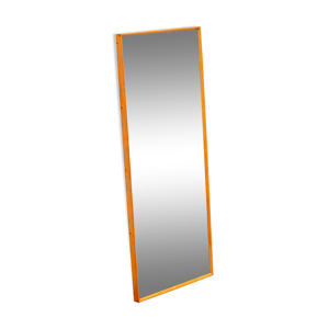 Miroir vintage scandinave rectangulaire en teck années 60 48x114cm