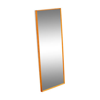 Miroir vintage scandinave rectangulaire en teck années 60 48x114cm