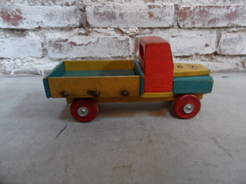 Jouet Militaire Vintage GMC En Bois - Camion Vert 1944 - Collection Guerre