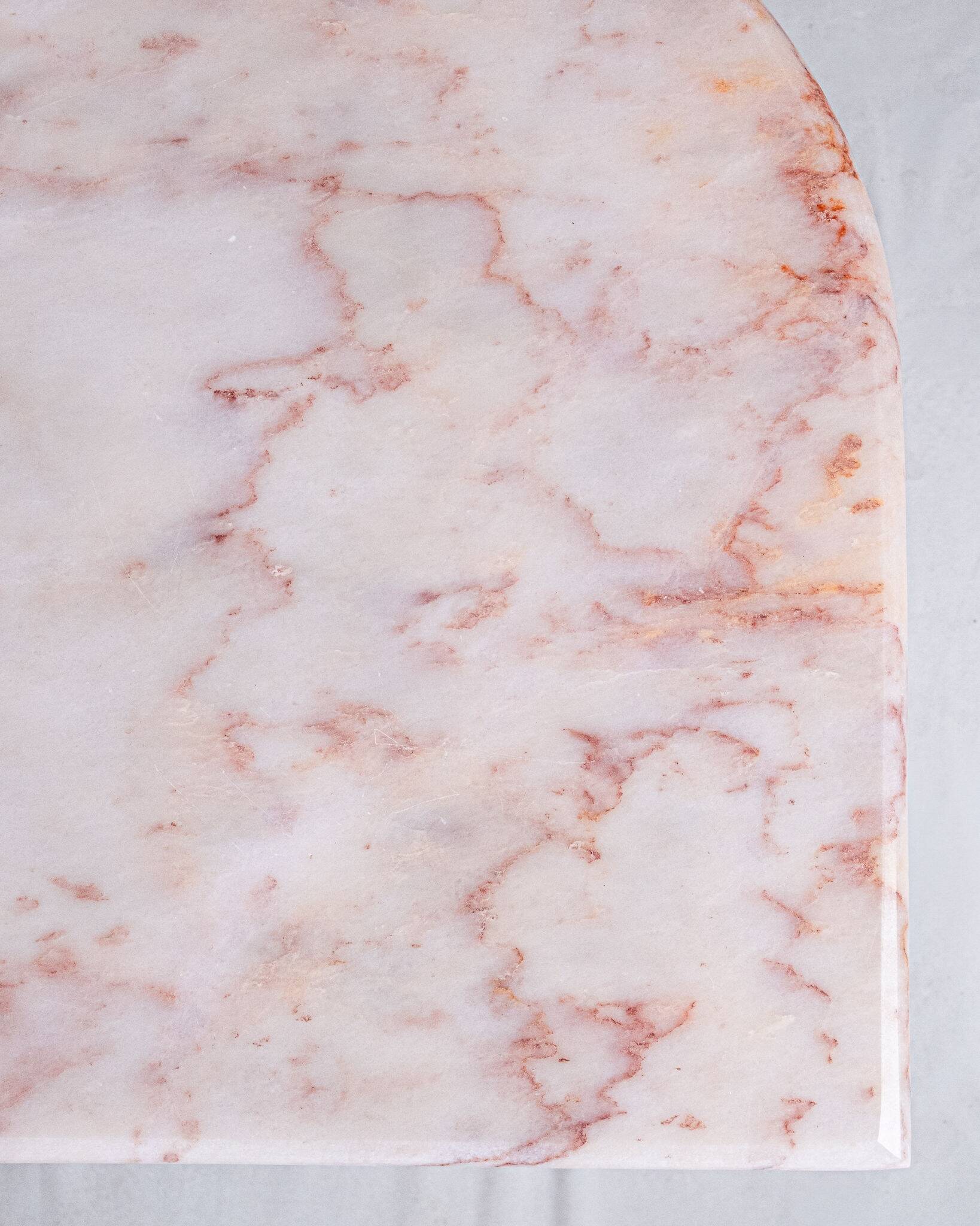 Pair of nesting coffee tables in pink marble, France, 1970s