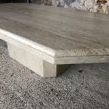 Large octagonal coffee table in 70s/80s travertine