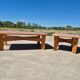 Vintage set pine coffee table and corner table