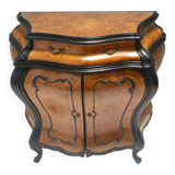 Armoire en hêtre noirci et racine de noyer avec plateau en verre, Brianza, Italie