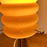 Vintage orange lamp with chrome tulip base and glass shade