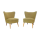 Set of 2 green vintage cocktail armchairs 1950