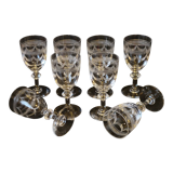 8 verres à Porto / vin en cristal gravé fin XIXème