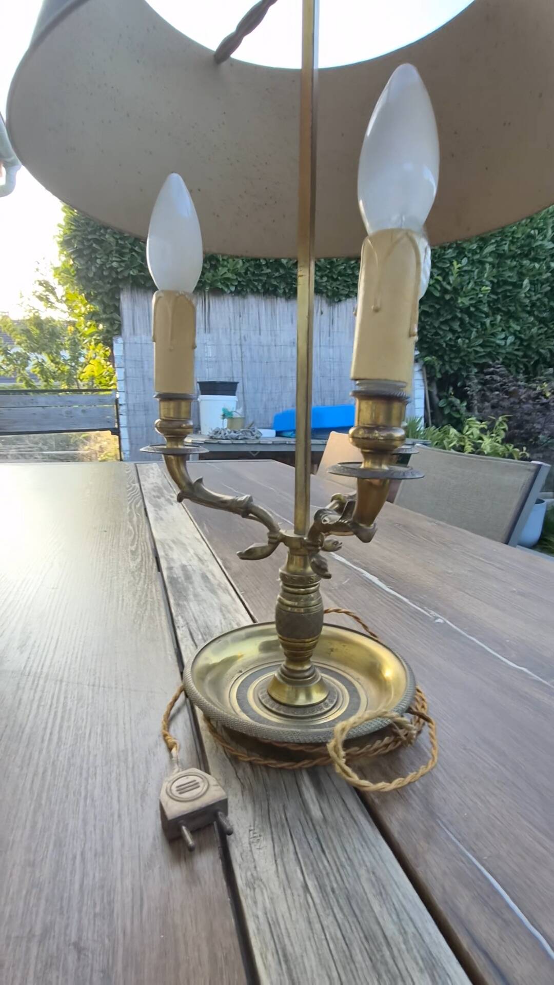 Vintage Bouillotte Lamp in Bronze – Empire/Directoire Style – Signed F.B.